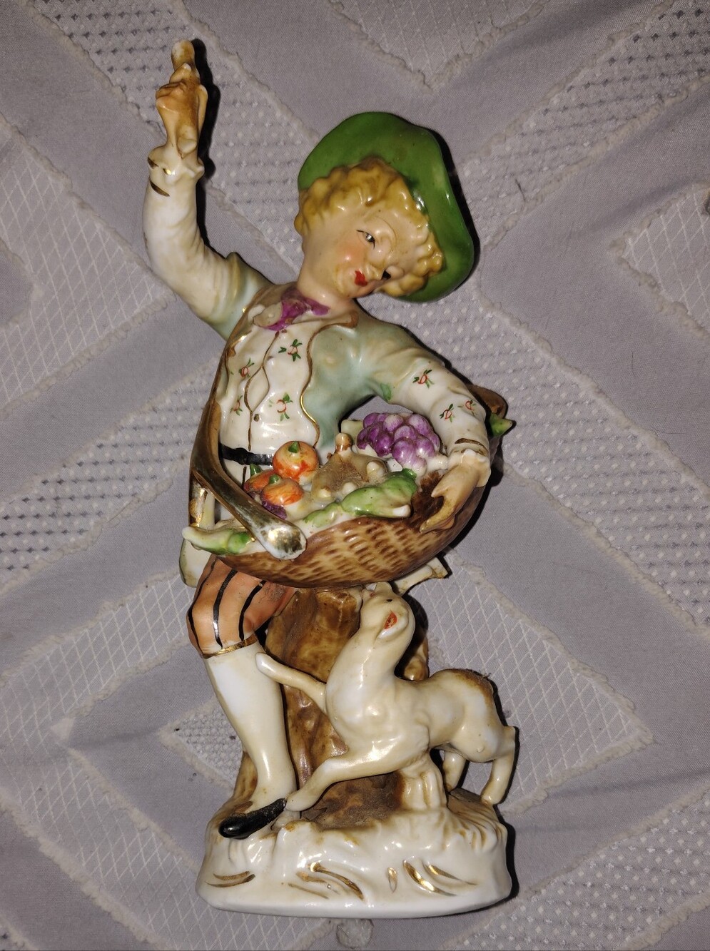 Vintage Ucagco Japanese Boy With Dog Porcelain Figurine